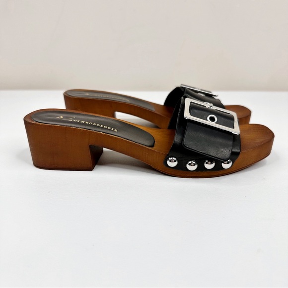 Anthropologie Open Toe Buckle Sandals Black SZ 37 - Picture 5 of 12